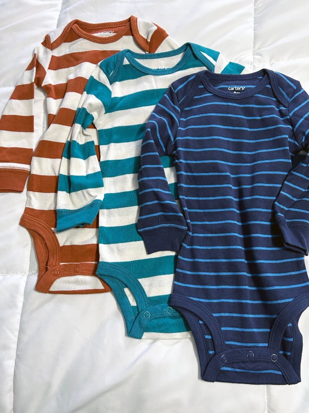 6-9 month 3 pack, Carter's long sleeve bodysuits one-piece striped NWOT